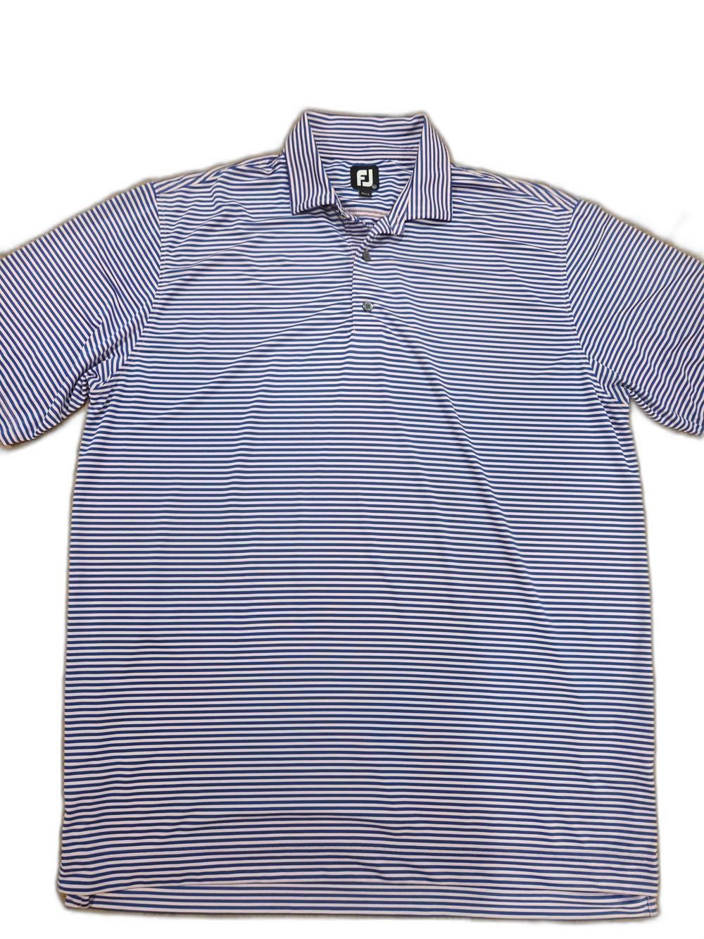 FootJoy Men's XL Pink Blue Striped ProDry Performance Golf Polo Shirt